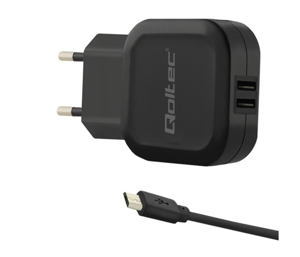 QOLTEC 17W | 5V | 3.4A | 2xUSB + kabel Micro USB 50187 - 385366 - zdjęcie